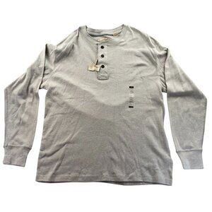 NWT Red Head Brand Co. Mens Henley Shirt Large Long Sleeve Crew Neck Gray Casual